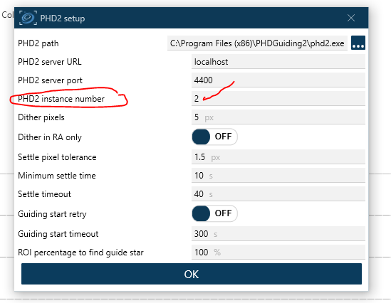 Guiding Lösung für zweites Setup, PHD2 mehrfach über einen Laptop ...