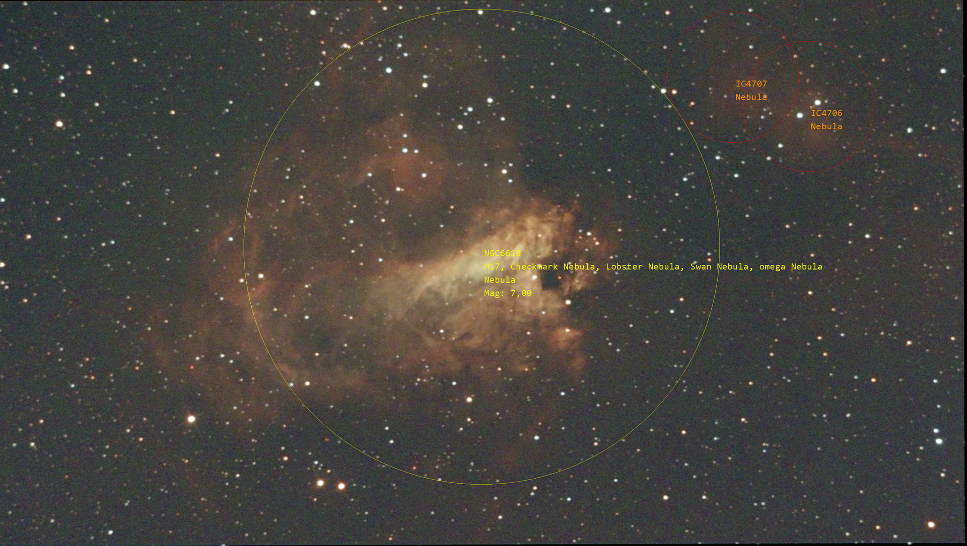 Fpixk_M17 (NGC 6618,Omega,Swan,Horseshoe Nebula)_Stack_7frames_104s_WithAnnotations.png