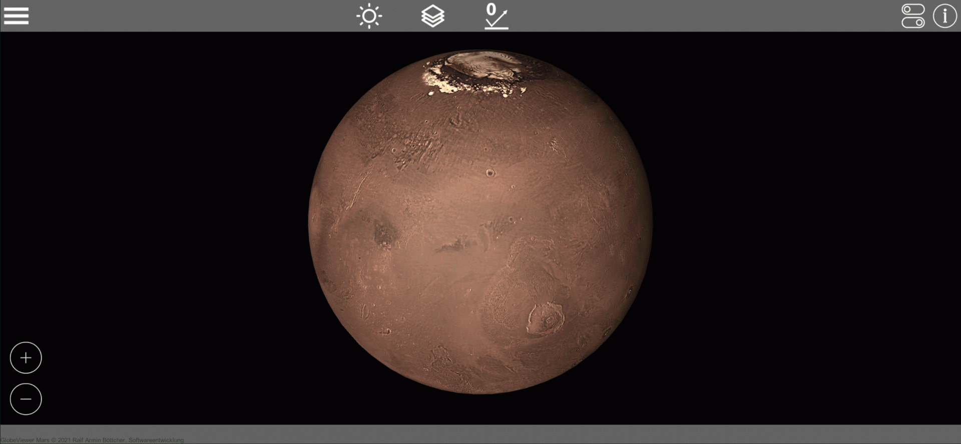 Screenshot vom GlobeViewer Mars