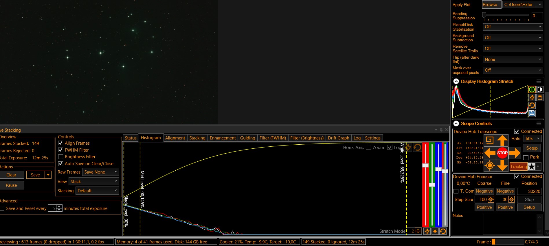 SharpCap Black Level: Histogramm abgeschnitten | Forum Astronomie.de