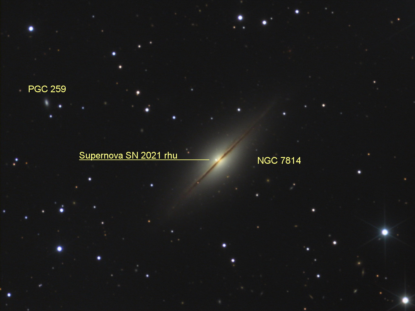NGC 7814 mit Supernova SN 2021rhu | Forum Astronomie.de