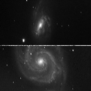 M51 und M66 mit s/w Webcam