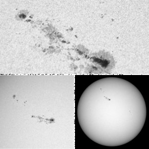Sonne mit Fleckengruppen im Weißlicht 6.7.2013