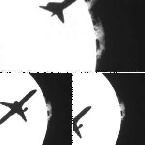 Boeing 777 vor der Sonne im H-Alpha-Licht