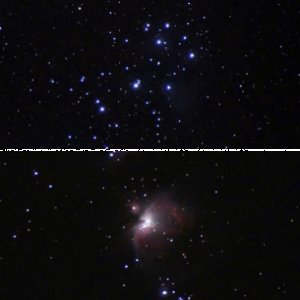 Orionnebel und Plejaden mit 200mm Objektiv