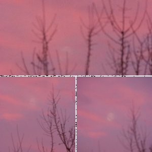 Abnehmender Mond hinter Morgenrot