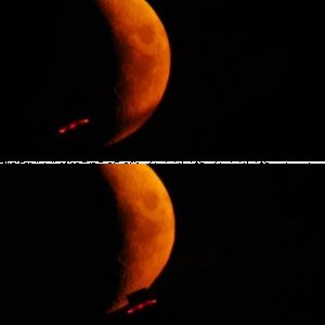 Mond und Schornstein - sehr tief...