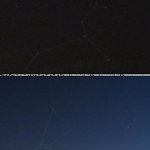 Sternbilder Orion und Löwe