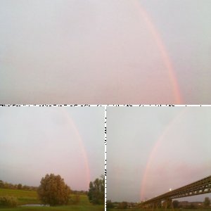 Regenbogen vor Sonnenaufgang
