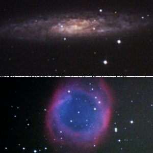 Südhorizont Helix und Sculpture Galaxie
