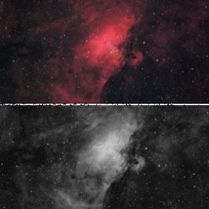 M16 Adler Nebel in H-Alpha und Farbe experimentell