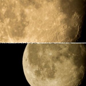 Erster Test-Mond mit Selbstbau/Spektiv/Digicam