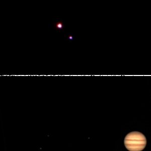 Jupiter mit 3 Monden und Albireo