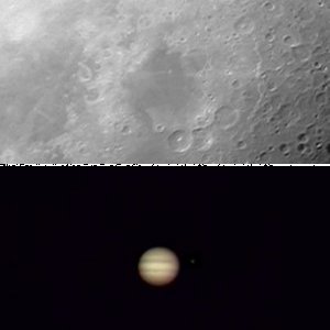Jupiter 15.1.12  und Erdmond mit Videomodus