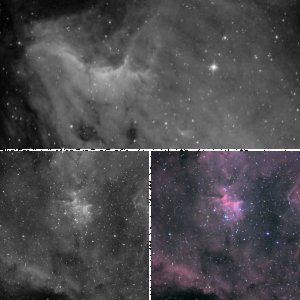 Ha mit DSLR : Herz Nebula, Pelican Nebula