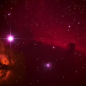 Zeta Orionis mit dem Pferdekopf- und Flammennebel