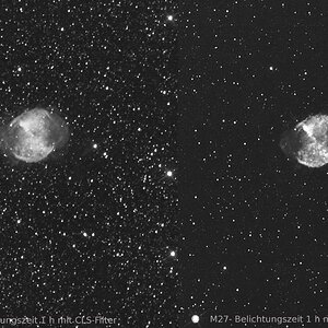 M27 mit H-Alpha 13nm und CLS im Vergleich