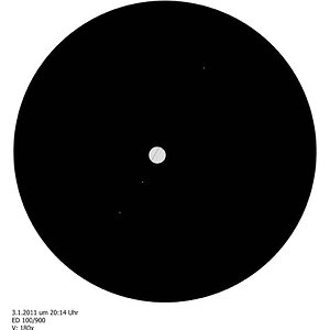 Jupiterzeichnung vom 3.1.2011 mit Mondschatten