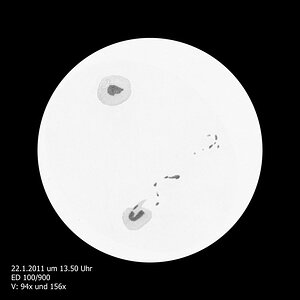 Sonnenflecken Nr.1147 u.1149 - Zeichnung vom 22.1.