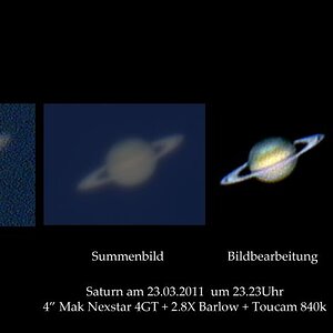 Saturn mit 4" Öffnung am 29.03.2011