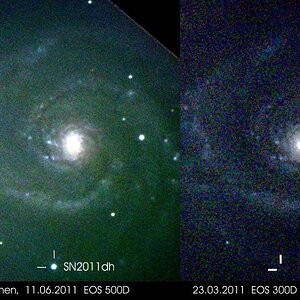 Vergleich: M51 mit/ohne Supernova SN2011dh