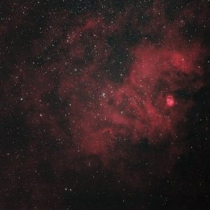 Sh 2-54 und NGC6604 in Bicolor Ha+OIII