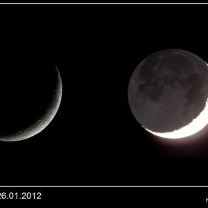 Mondsichel und Erdlicht 26.01.2012