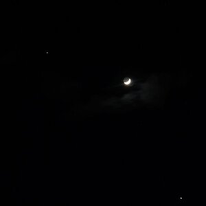 Mondsichel zwischen Jupiter und Venus