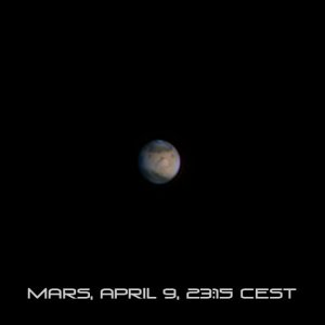 Mars, 9. April 23.15 MESZ