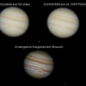 Jupiter (Einzelbild - Summenbild - Endergebnis)