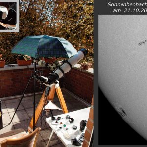Beobachtungsstation und Sonne vom 21.10.2012