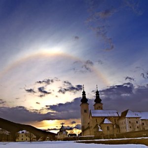 Halo um untergehende Sonne