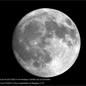 Vollmond 24.04.2013 mit 500mm und 2xKonverter