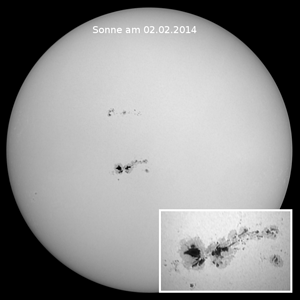 Aktuelle Sonne mit großen Sonnenflecken