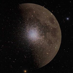 M13 im Vergleich zum Mond