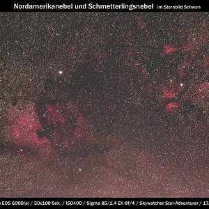 Nordamerikanebel und Schmetterlingnebel