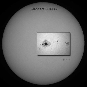Sonne mit Sonnenfleck am 16.3.15