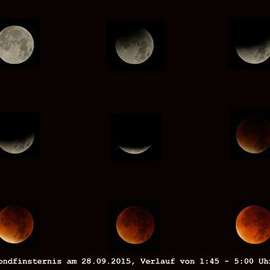 Mondfinsternis 28.09.2015 - Verlauf als Collage