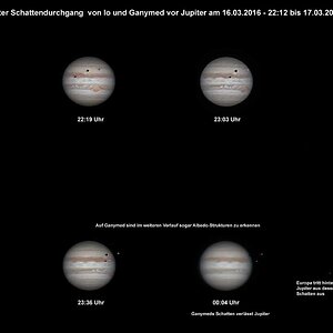 Io und Ganymed vor Jupiter am 16.3.2016