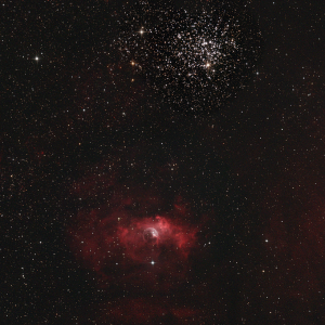 NGC 7635 und NGC 7654 Blasen Nebel mit Cassiopeia Salz und Pfeffer Haufen