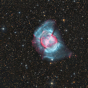 M27 im Sternbild Füchschen in LRGB-HaOIII