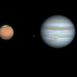 Mars & Jupiter mit GRF + Sturm im weißen Band