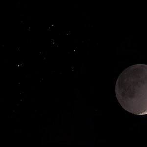 Mond & Plejaden mit Sonnar 135 Objektiv