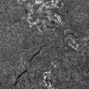 Hi-res mosaic of active solar surface.