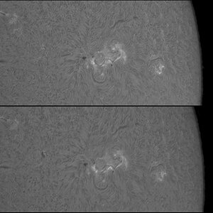 Aenderungen innerhalb 15min in und um AR 4105 in Halpha am 06.06.2025