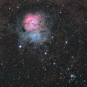 M20, der Trifidnebel und Messier 21