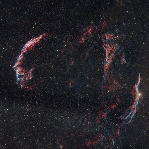 Östlicher und westlicher Schleiernebel (NGC 6992 und 6960)