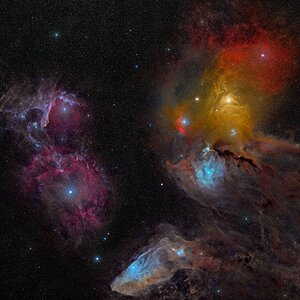 30 Panel-Mosaic (180h) feat. Blue Horsehead, Rho Ophiuchi [Another Edit: Faint Dust Reduced]