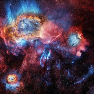 Messier 8, Messier 20 and SNR G007.5-01.7: A 70h Deep-Dive in SHO + RGB