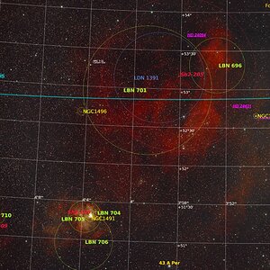Annotation vom Bild Sh2-205, NGC1491, etc…